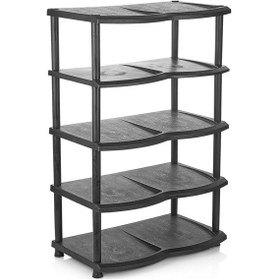 Resim İronika Galaxy 5 Katlı Plastik Ayakkabılık Siyah Siyah 