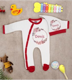 Resim Bk Kids Kişiye Özel Bebek Kıyafeti, Bebek Giyim Hediyesi, Tulum Zıbın Ve Kukuletalı Şapka Seti-6 Çok Renkli 