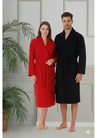Resim Özdilek Colourist Aile Bornoz Seti Siyah-kırmızı Renkli 