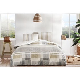 Resim Taç Çift Kişilik Ranforce Nevresim Takımı Domino Kahve Kahverengi 