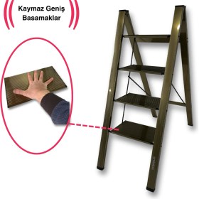 Resim Endokon Katlanır Şık Merdiven Bronz 4 Basamaklı - Alüminyum - Ev - Ofis Merdiveni 