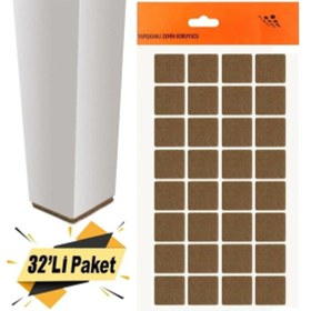 Resim Yapışkanlı Keçe Mobilya Sandalye Masa Parke Zemin Koruyucu Kare 25 x 25 mm (32'li) 