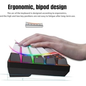 Resim Leaven K620 Blue Switch Mekanik Gaming Oyun Klavyesi Rgb 61 Key Mavi Tuş Type-C Klavye Siyah-Beyaz 