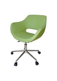 Resim Çalışma Koltuğu Döküm Süngerli Yeşil Renk Suni Deri Konik Ayaklı 