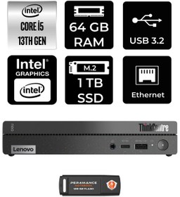 Resim LENOVO Thinkcentre 50Q Gen 4 i5-13420H 64GB RAM 1TB SSD FDOS 12LN0048TR MİNİ PC & PER4 BELLEK 