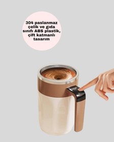 Resim Paslanmaz Çelik Şarjlı Karıştırma Kupa Otomatik Manyetik Blender Fincan - Lisinya Çok Renkli 