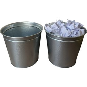 Resim Iki Adet Galvaniz Renk Ofis Tipi 10 Litrelik Çöp Kovası, Şık ve Kullanışlı Seçim 