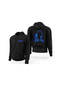 Resim Sonicthe Hedgehog Siyah Fermuarlı Limited Edition Kapşonlu Sweatshirt Siyah 