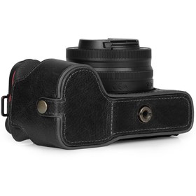 Resim MegaGear Gerçek Deri Nikon Z30 Ile Uyumlu Yarım Kamera Kılıfı 