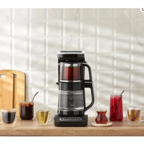 Resim Karaca Çay Demle ,filtre Kahve Mama Suyu Hazırlama 4 Ürün 1 Arada Konuşan Cam Gövdeki Çay Makinesi 