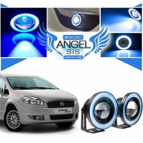 Resim Fiat Doblo D3 Uyumlu, Universal Mercekli Led Angel Sis Farı, 76mm Beyaz Renk 