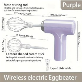 Resim Wangxi Mor Kablosuz Elektrikli El Blenderi Paslanmaz Çelik 1050 Devir Usb Şarj 800 Mah Kek Kurabiye 008 