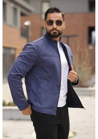 Resim Basic Baharlık Süet Ceket - Sade Ve Şık Stil Lacivert Süet 