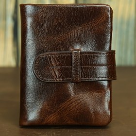 Resim Vintage Gerçek Deri Erkek Cüzdanı - Süper Yumuşak Eskitilmiş İnek Derisi, Çoklu Kart Tutucu Ayarlanabilir Bağcıklı, Yağ Balmumu Kaplama, Kahverengi, Günlük Kullanım İçin Retro Tarz, Güvenli Bozuk Para Çantası | Retro Tarz Cüzdan | Ayarlanabilir Bağcık Kapatma, Kart Tutucu Cüzdan 