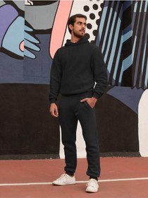 Resim Unisex Kapüşonlu Ikili Eşofman Takımı Siyah2-7031 