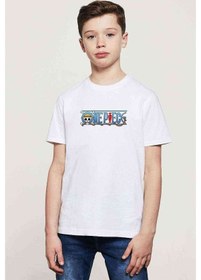 Resim Tshirthane Anime One Piece Luffy Hat Baskılı Unisex Çocuk Beyaz T-Shirt (534793118) 