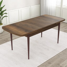 Resim Canisa Concept Ram Serisi, 80 x 132 cm Açılabilir Masa Takımı, Barok Ahşap Desen Masa 4 Sandalye 