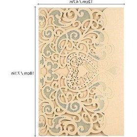 Resim Opulentliving 20'li İnci Kağıt Kalp Desenli Düğün Davetiyesi - Beyaz/altın Renk, 18x12 Cm Boyutta 