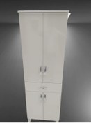 Resim Çok Amaçlı Dolap Beyaz 180 Cm Hard Parlak Suntalem El Yapım 
