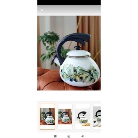 Resim Zeytin Emaye Düdüklü Vintage Demlik 2,2 Litre 