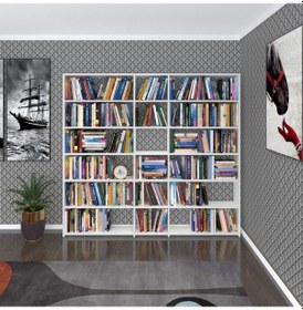 Resim Kenzlife Kitaplık Süper Ga 180 200 19 Byz 6 Katlı 3 Bölme Çift Bölme Opsiyonlu Ofis Mutfak Banyo Dolabı Arkalıksız Çok Renkli 