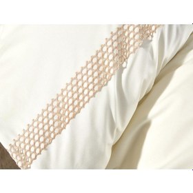 Resim Tomira Dantelli 6 Parça Çift Kişilik Nevresim Takımı Krem Bej 