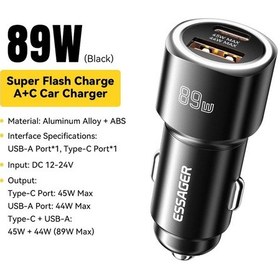 Resim Essager Essager 89w Usb C Araç Şarj Cihazı 2 Port Pd Qc3.0 İphone Uyumlu 15 Xiaomi Huawei Il Chınadistribütör Garantili 