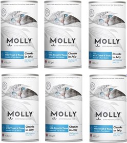 Resim Molly Alabalıklı Ve Ton Balıklı Jöleli Kedi Konservesi 400 G X 6 Adet 