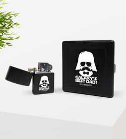 Resim Kişiye Özel Galaksinin En İyi Babası Tasarımlı Siyah Metal Sigara N11.1542 