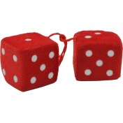 Resim 2pcs Retro Bulanık Zarlar ile Noktalar Peluş Peluş Zar Craps Kolye Süsleme Kırmızı 