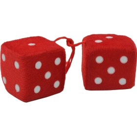 Resim 2pcs Retro Bulanık Zarlar ile Noktalar Peluş Peluş Zar Craps Kolye Süsleme Kırmızı 