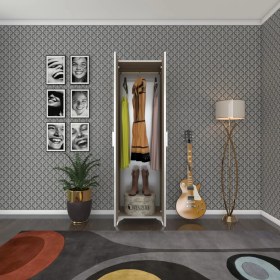 Resim Kenzlife gardırop 2 kapaklı kapılı krizantem 168*50*42 crd ayaklı gardolap dolap 