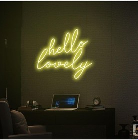 Resim Hello Lovely Yazılı Neon Tabela Sarı 