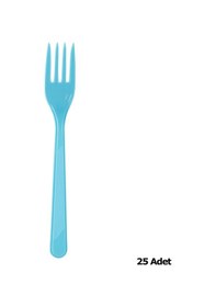 Resim Plastik Turkuaz Renkli Lüx Parti Doğum Günü Çatal - 18 Cm. - 25 Adetlik Paket Turkuaz 