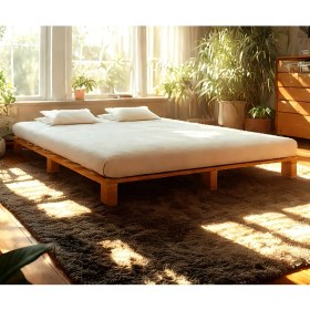 Resim Pinoxi Ahşap Platform Karyola Ceviz Renk 140 x 200 cm 