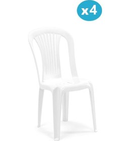 Resim Omnipazar Sy-2520 Manolya Plastik Bahçe Sandalye Beyaz 4'lü Set Beyaz 