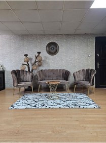 Resim ZAFİR Papatya Çay Seti Koltuk Takımı Gold Sivriltme Ayak, Balkon, Salon, Ofis, Cafe Koltuk Takımı 