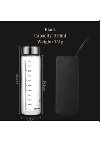 Resim Taşınabilir Cam Su Şişesi Sıcak Süt Şişesi Mezun Kapaklı Bardak Soğutmalı Süt Black550ml 500ml Black550ml 