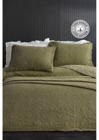 Resim Evlen Home %100 Pamuk Çift Kişilik Özel Taş Yıkama Yatak Örtüsü Lüks Yumuşak Dayanıklı Modern Rabio Yeşil 