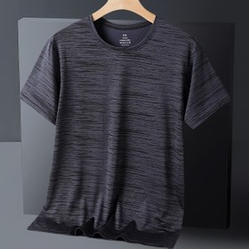 Resim Erkekler için Hafif Buz Sliky Fiber Kumaş Hızlı Kuruyan T-Shirt - Mavi ve Siyah Çizgili, Nefes Alabilir ve Nem Emici, Koşu, Spor Salonu, Dış Mekan Aktiviteleri, Seyahat ve Günlük Giyim için Bol Kesim, Spor Giyim | Çizgili T-shirt | Hızlı Kuruyan Kumaş 