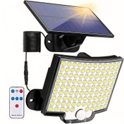 Resim LiHangStar 106LED Güneş Duvar Işıkları Hareket Sensörü ve Uzaktan Kumanda ile, Verandalar, Yollar, Garajlar ve Ticari Sokak Aydınlatması için IP44 Su Geçirmez Dış Mekan Güneş Sel Işıklar, Güneş Enerjili Dış Mekan Işıkları, LiHangStar 