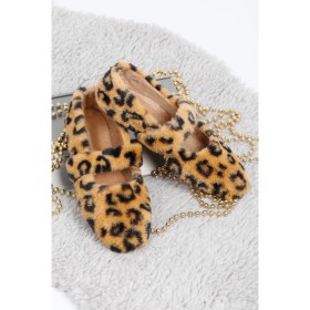 Resim Renkli Butik Leopar Ultra Yumuşak Peluş Kadın Ev Babeti Hafif Taban Panduf 