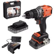 Resim + Decker BLD683D2XK-QW 18V Kömürsüz Darbeli Matkap/vidalama - 2 x 2.0AH Batarya, 1A Şarj Cihazı ve Taşıma Çantalı 
