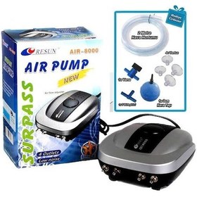 Resim Resun Air 8000 Dört Çıkışlı Akvaryum Hava Motoru 9 Lt/Dk 