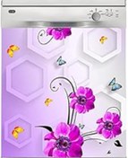 Resim Qedii Bulaşık Makinesi Sticker Kaplama Beyaz Eşya Kaplama 3D Altigen Mor Çiçek 