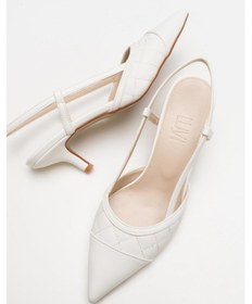 Resim Luvi Shoes Goodge Beyaz Sivri Burun Arkası Açık Kadın Topuklu Ayakkabı Beyaz 
