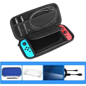 Resim Symbee Nintendo Switch Korumalı Taşıma Seti: Mavi Çanta + Kristal Kılıf + Cam Ekran Koruyucu + Usb Kablosu Ve Aksesuarlar 