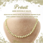 Resim Deniz Doğal Taş Sertifikalı Prehnit 6 Mm Düğümlü Doğal Taş Kolye 