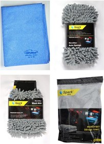 Resim Polikur 3356 Güderi Bez & Spark 7040 Sünger & Spark 7050 Eldiven & Spark 2316 Peluş Bez 4'lü Set 