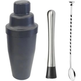 Resim Adin Tasarım Kokteyl Seti 3lü Shaker 700 ml Mojito Tokmağı Tokmaklı Bar Kaşığı Kokteyl Hazırlama Seti Mojito 